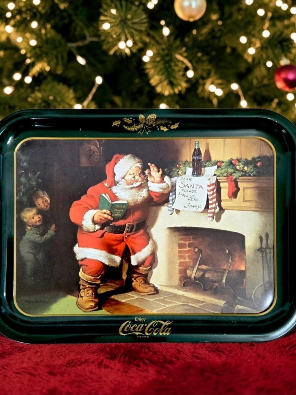 Coca Cola Christmas "Dear Santa" Metal  Tray Haddon Sundblom Holiday Decor